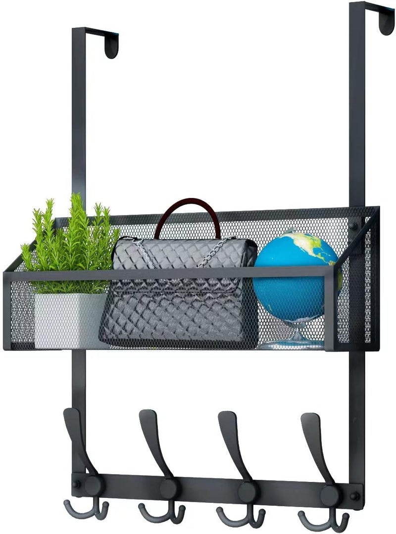 Kaiferty Over The Door Hooks Organizer, Coat Rack Over The Door Storage Hanger Towel Rack, Back of Door Storage Organizer for Bathroom,Bedroom,Kitchen,Office (Black, 2-Tier) - Image 1